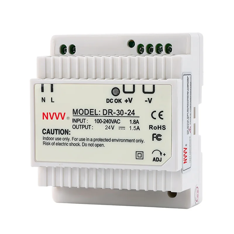 12V 24V dc power supply din rail  AC to DC 30W SMPS Industrial DIN-Rail 24V 1.5a Switching Power Supply DR-30W-24V