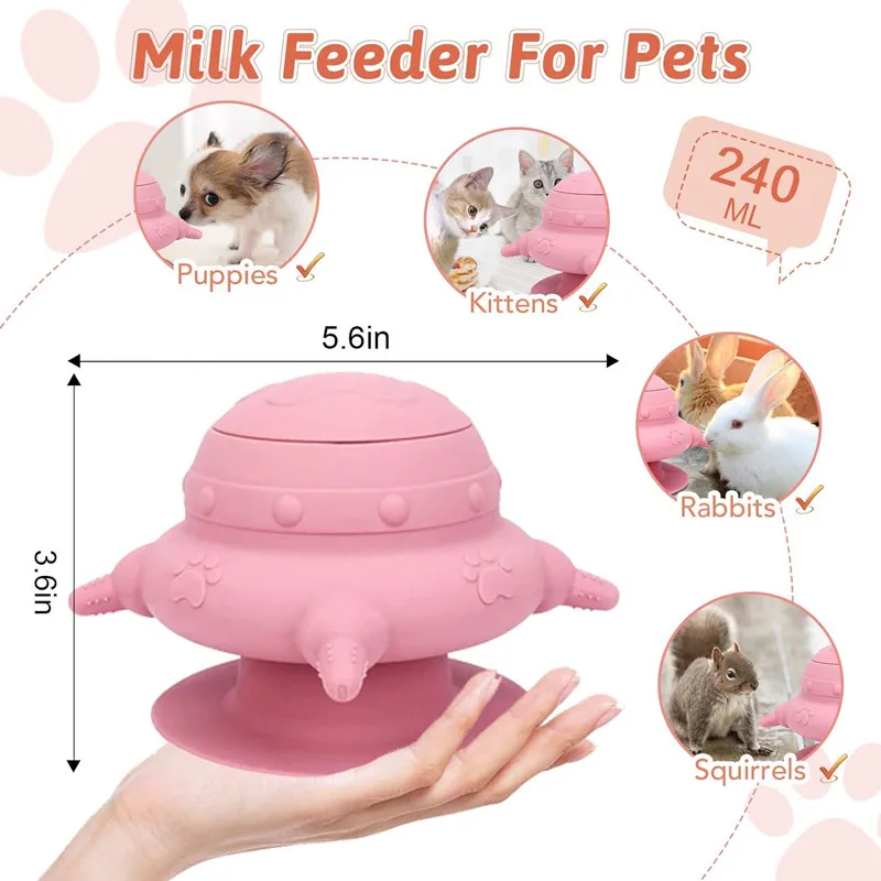 New Arrival  Silicone Puppy Suction Nursing Feeder with 4 Nipples, 240ML Pet Feeding Station for Kittens, Puppies and Rabbits