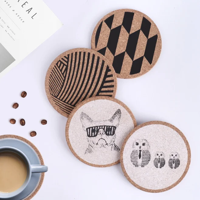 Wholesale Natural Round Cork Coasters With Metal Holder Blank Coasters Cork