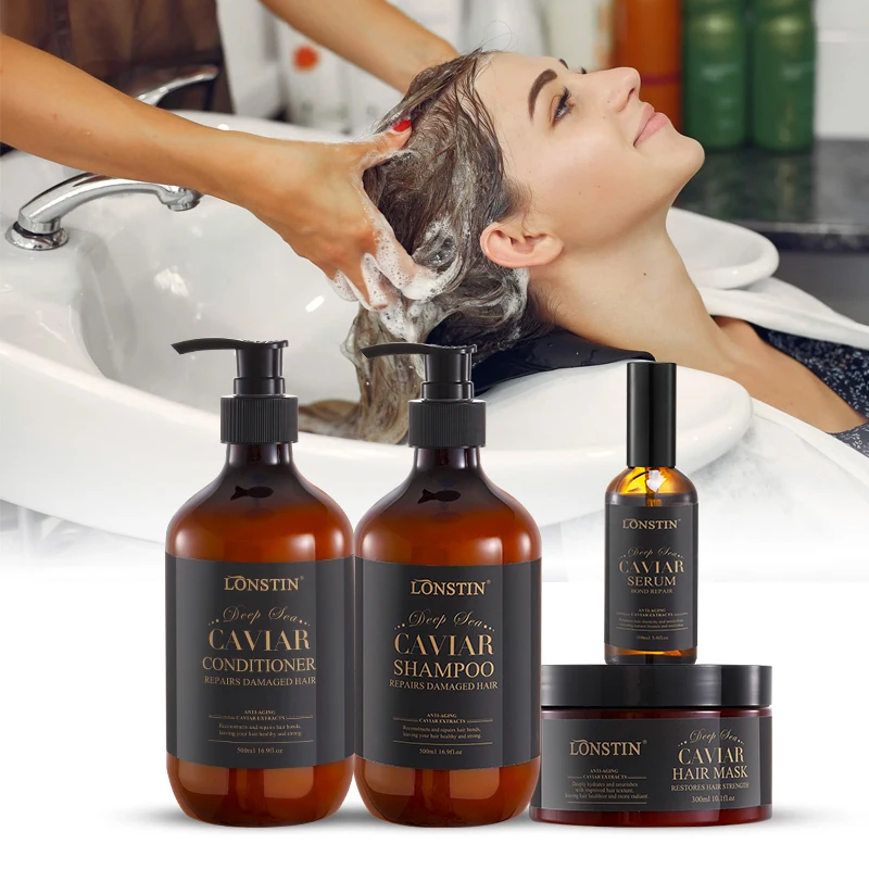 OEM Private Label Luxury Hair Care Treatment Sulfate Free Organic Moisturizing Deep Sea Caviar Hair Shampoo and Conditioner Set