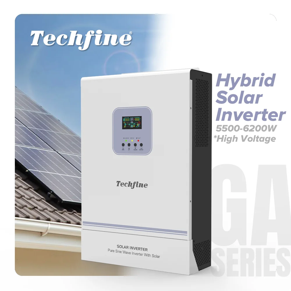 Techfine factory price 5kw 5.5 kva 5 kva hybrid solar inverter 5 kw 5.5 kw 5000 watt pure sine wave on off grid inverter