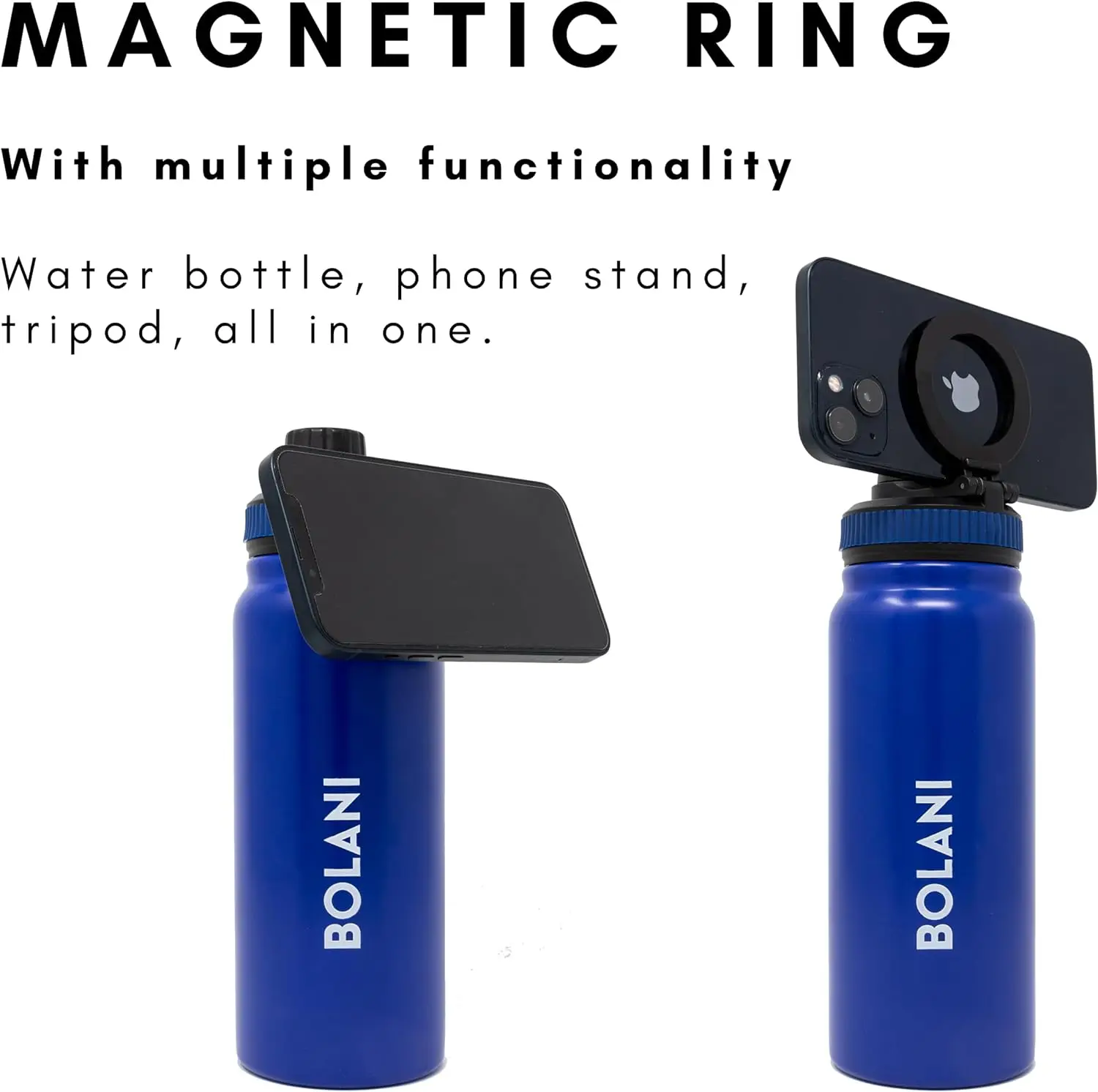 FREE sample Magnetic Lid Mobile Phone Holder Thermos Flask Insulated Water Bottle with Magnet Phone Mount Stand