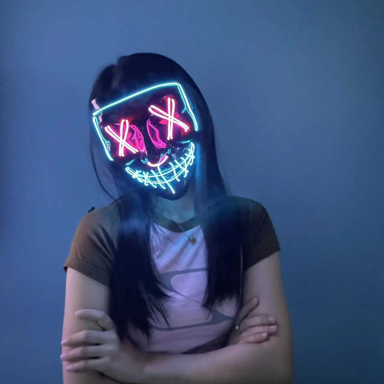 El Light Up Led Mask Colorful Dark Light Up Mask Costume Halloween Masquerade Party LED Face Mask Glowing in Dark