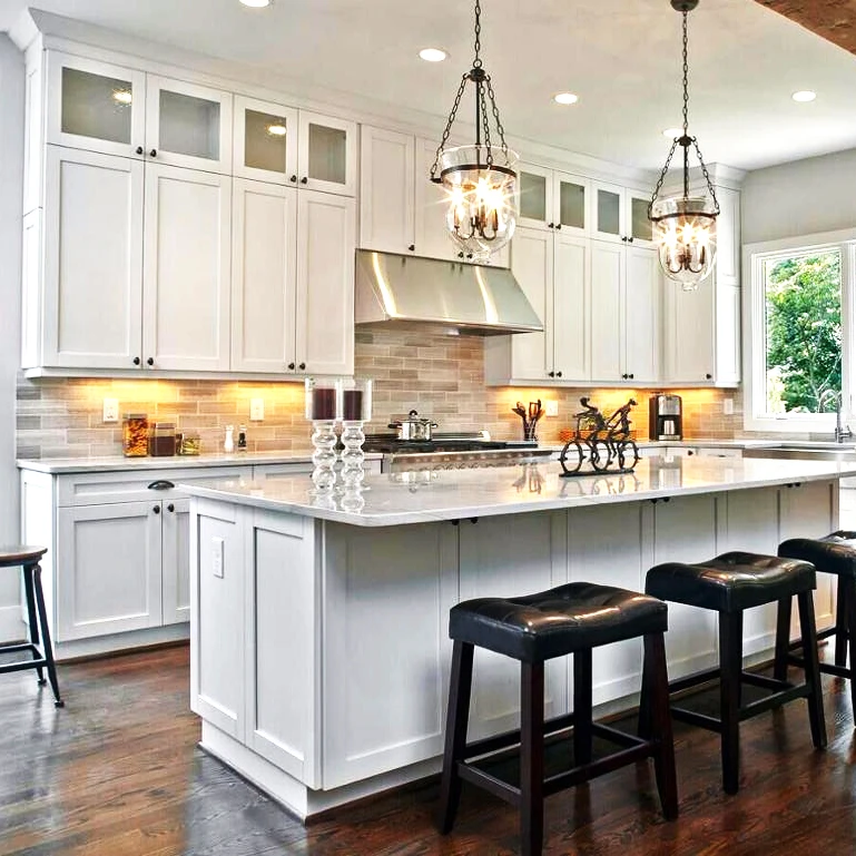 American Classic Design Custom Solid Wood White Shaker Style Modular Kitchen Cabinet