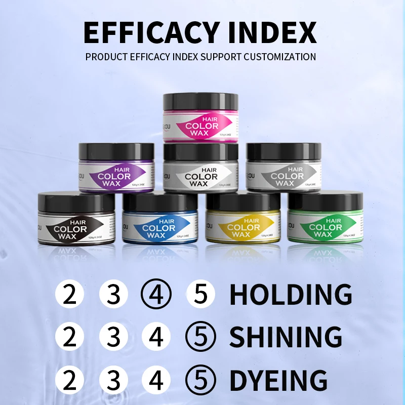 Private Label One-time Hair Paint Wax Blue Red Yellow 9 Colors Dye Temporary Hair Color Mud Clay