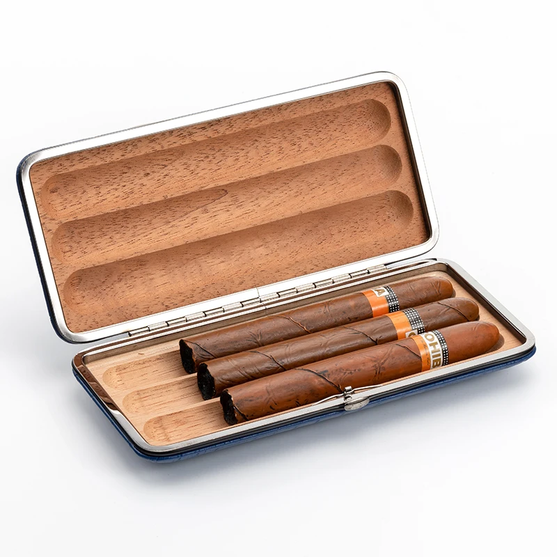 Wholesale High End Cedar Wood Travel Cigar Humidor Case Cigarette Packaging Case Box With Customized Logo