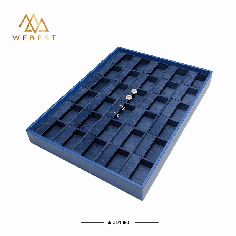 Webest Large Capacity Ring Display Tray Jewelry Flannel Presentation Tray Jewelry Storage Tray