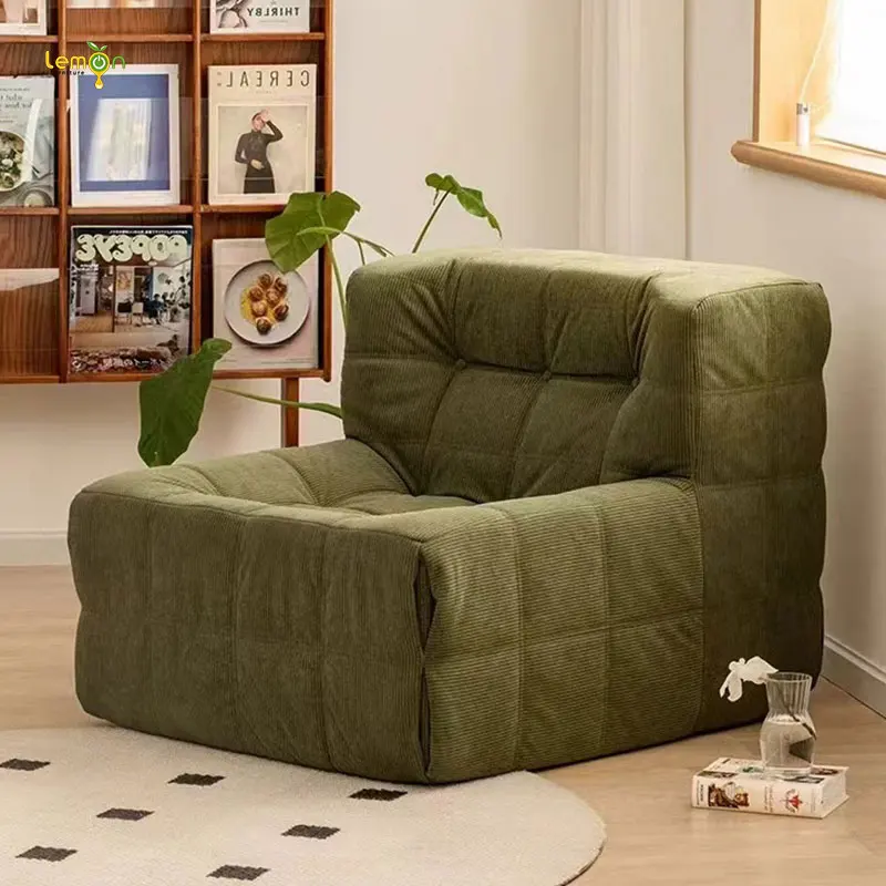 Home living room waffle compression sofa internet celebrity lazy caterpillar bedroom leisure square cream single recliner