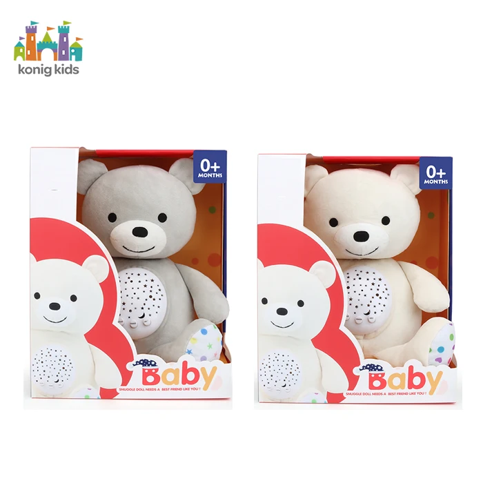 Konig Kids Custom Plush Toy Baby Sleep Soother Bear Night Light Projector Sleeping Stuffed Plush Toy Animal