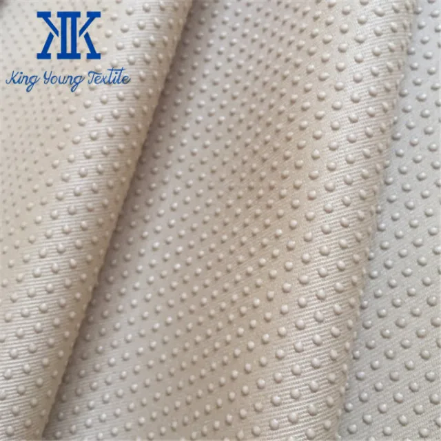 pvc with dot polyester anti-slip fabric for slippers / pvc dotted non slip slipper sole fabric