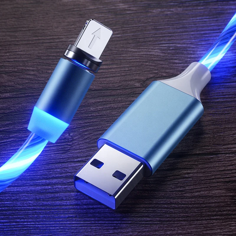  Оптовая продажа магнитный USB-кабель для быстрой зарядки аксессуары телефонов кабель USB Светодиодный светящийся Micro Lighting кабели передачи