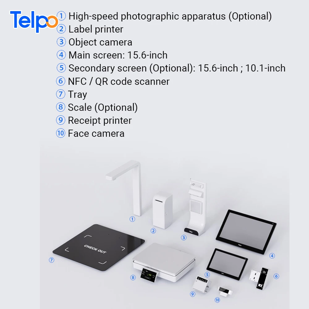 Telpo AI-powered food detection computer vision self-checkout solution machine