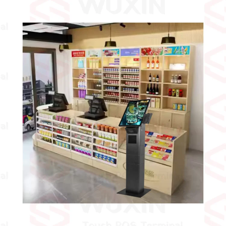 Kfc Restaurant table/floor standing pos kiosk 215 Self Service Order Payment Ticket Kiosk With Thermal Printer QR Code Scanner