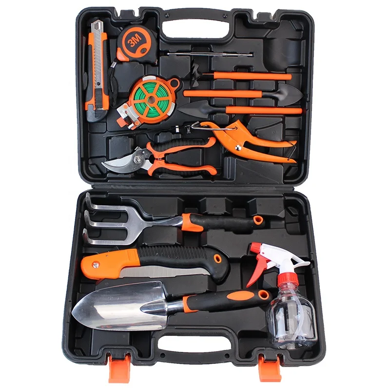 Aluminum Alloy Heavy Duty Garden Tools 14 PCS Rake Weeder Pruner Shears Sprayer Ideal Gardening Gift Manual Tool Kit Set for Men