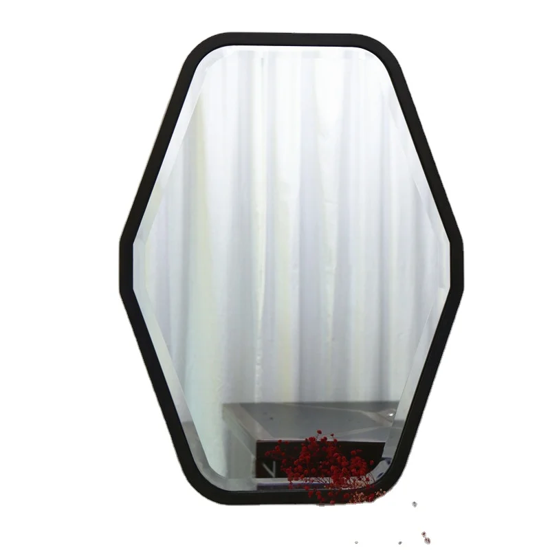 Black Irregular Vanity Wall Smart Backlit Defogger Shatterproof  Intelligent Led Bathroom Mirror