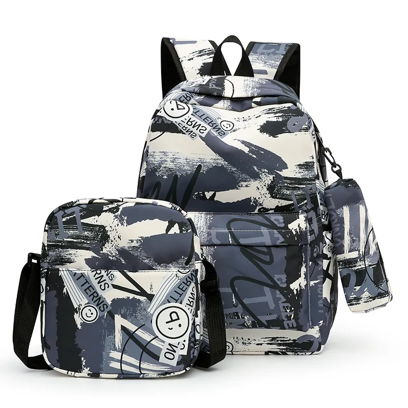 College Student Nylon School Bag for Zipper Waterproof Girls Boy Graffiti Backpacks Teenager Personality