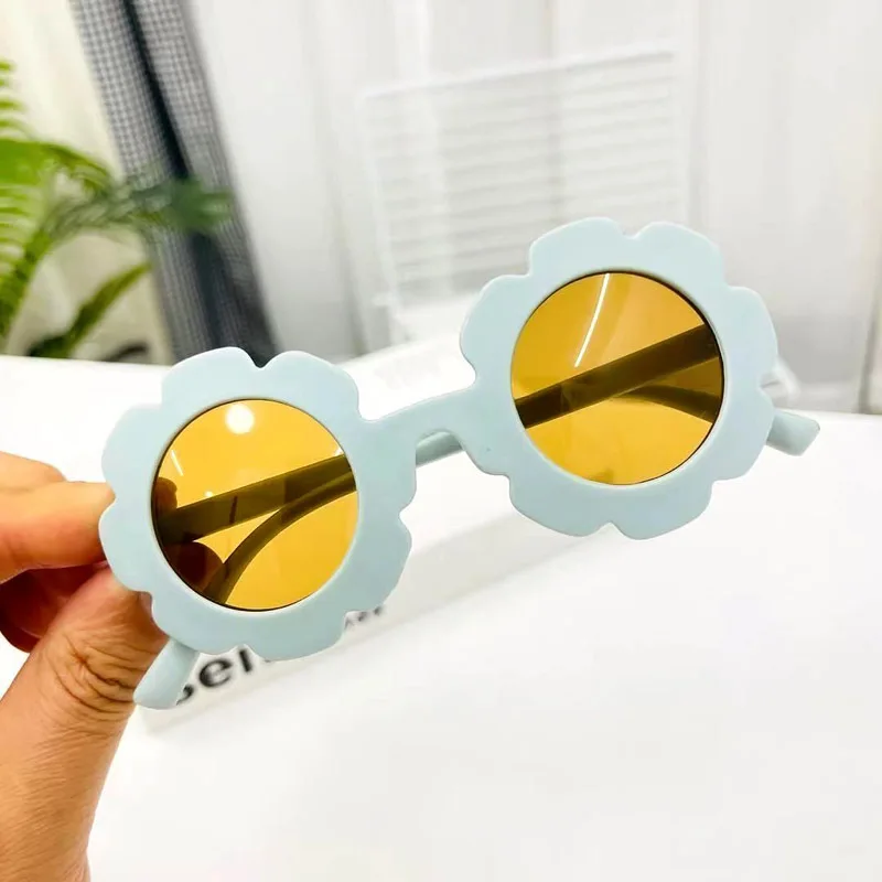 TY0879 Summer Cute Toys Children Sunflower Sun Glasses Frosted Boys Eeywear Anti-UV Protection Reflective Beach Kids Sunglasses