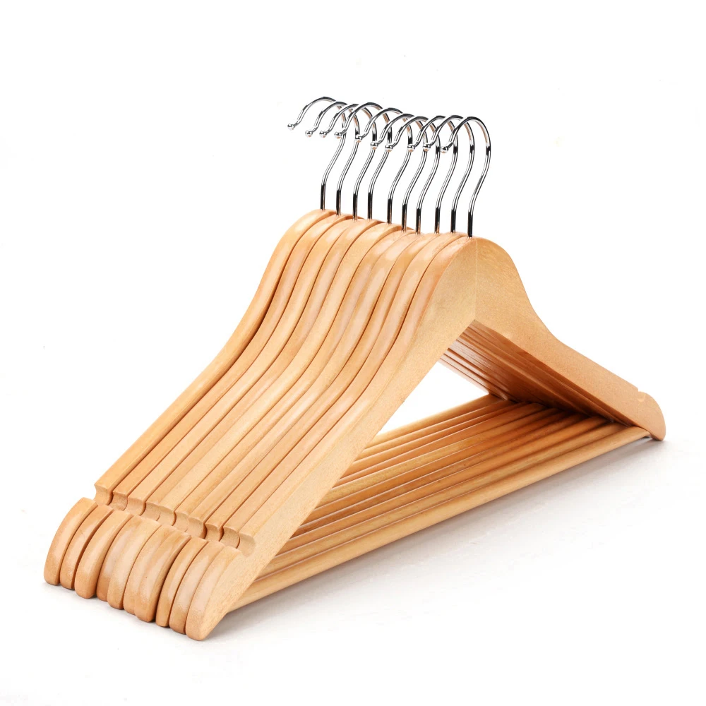 19 Years Hanger Manufacturer Wholesale Natural wooden hangers 100 pack Wooden Clothes Hangers for Cloths