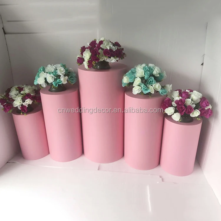 Acrylic round cylinder pedestal white acrylic plinths display stand for wedding