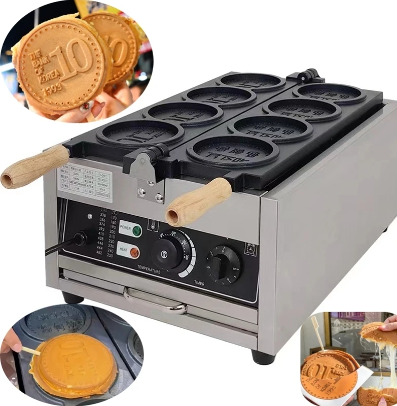japanese commerical custom logo double gold electric gas 4pcs cake cake custom logo double 10 yen coin waffle maker