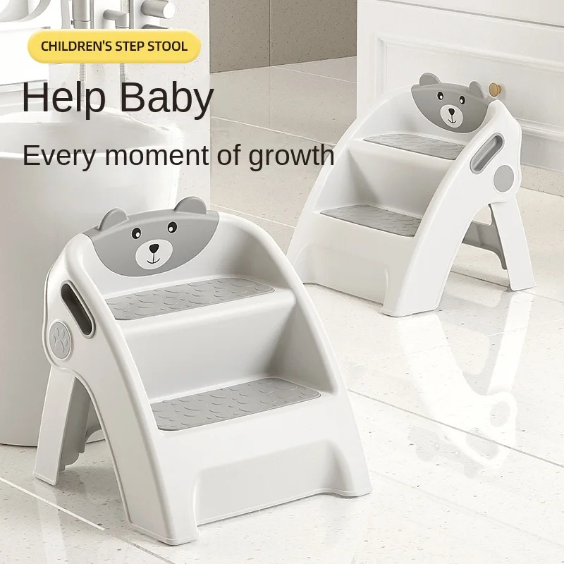 Pp Anti Slip Adjustable Baby 2 Or 3 Foot Stepping Potty Training Toilet Plastic Ladder Kids Folding Step Stool