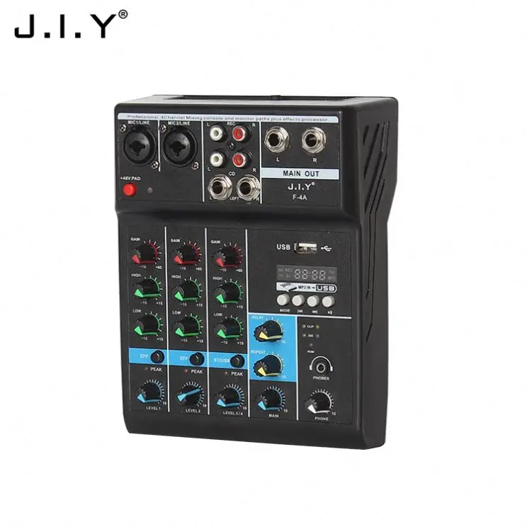J.i.y F-4A Amazon горяч-продавая оптовая продажа с фабрики Dj контроллер цифровой консоль USB карман 4-канальный аудио профессиональный