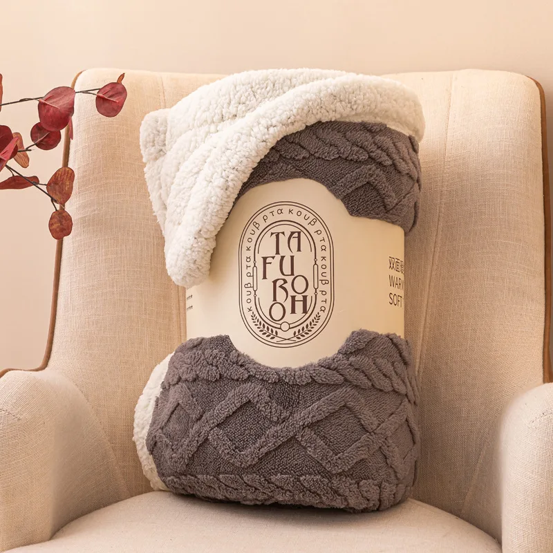 Nordic winter thick blanket, solid color Tuff blanket for sofa bed anti-static electrode simple soft blanket