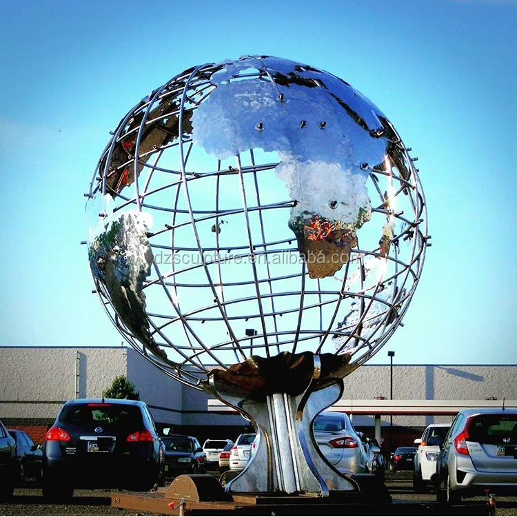 Stainless steel 6 foot large outdoor metal globe sculpture for public decoration