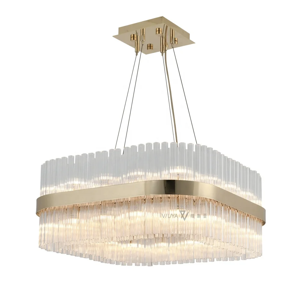 Contemporary design Square interior luxury ceiling chandeliers Gold Home Modern crystal glass lamp chandeliers