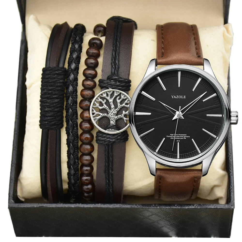 Yazole High Quality Men Watch gift set Luxury Leather Watch For Men Montre Homme Fashion Sport clock Men Watches reloj hombre