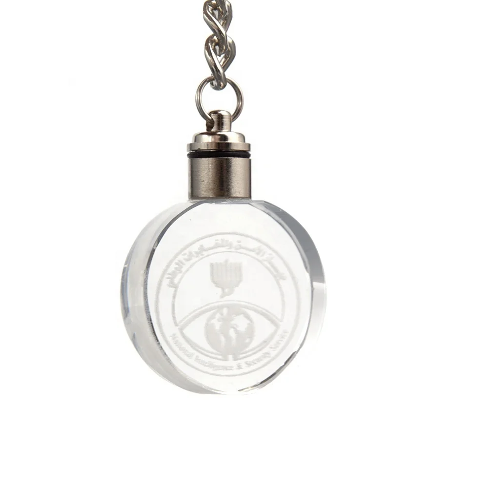 Hot Sale Led Crystal Heart Keychain Glass With Multi colored Light