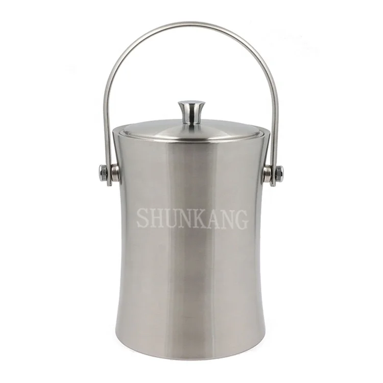 Double ice bucket stainless steel ice bucket beer bucket with handle & Lid for bar