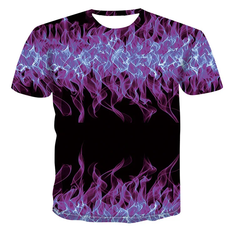 2023  ALLFLY Factory Custom 100% Polyester T-shirts For Men Sublimation 3d Printing  fire pattern T Shirts For Men graphic tees