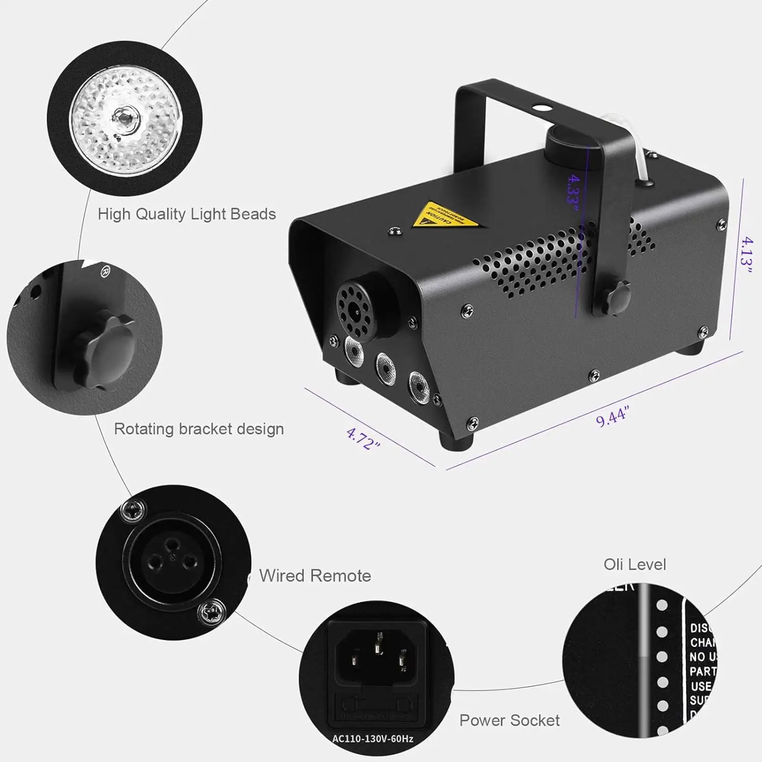 Topflashstar 500W Wireless Remote Control LED Portable Smoke Fog Machine For Christmas Party Fog Machine Colored Smoke Factory