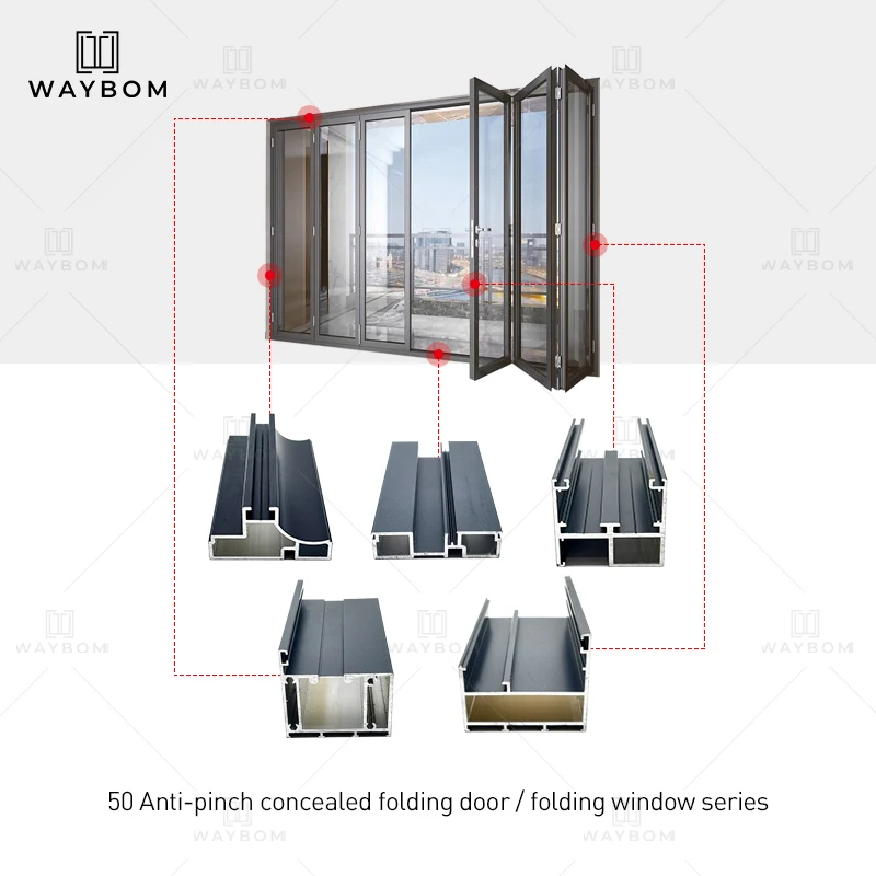 door Aluminium tempered glass bifolding windows horizontal folding local window aluminium bifold windows balcony window profile