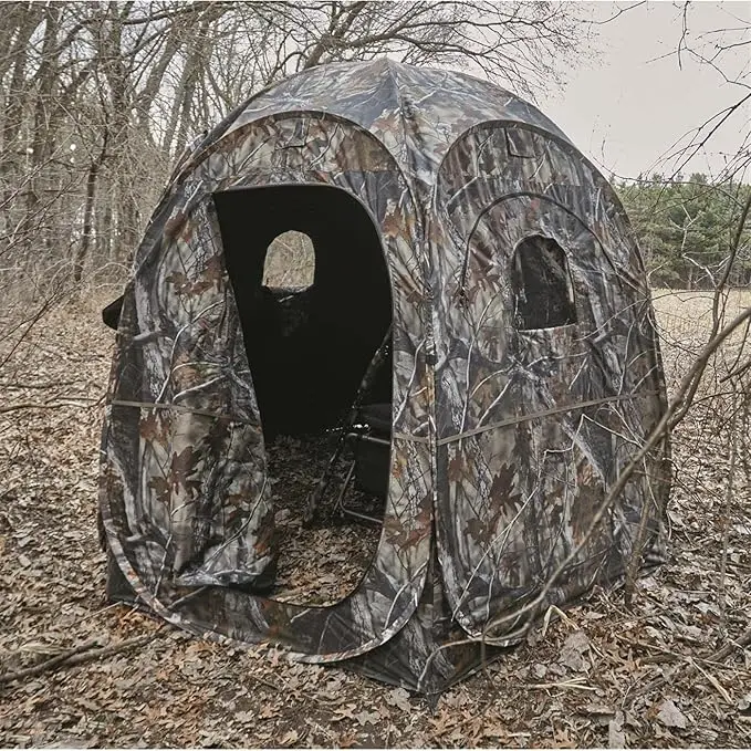 Deluxe Pop-Up Hunting Ground Blind, 1-2 Person Tent, Hunting Gear, Equipment, and Accessories, 4-Panel Spring Steel