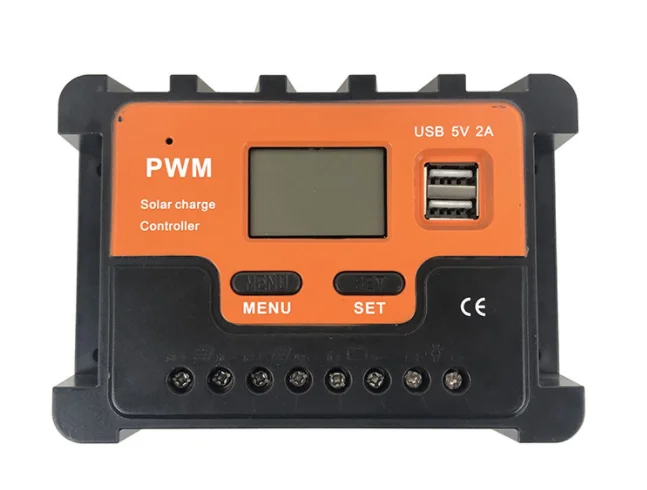 10A/20A/30A/40A/50A/60A PWM контроллер солнечного заряда 12V/24V солнечный регулятор зарядное устройство ЖК-дисплей двойной USB