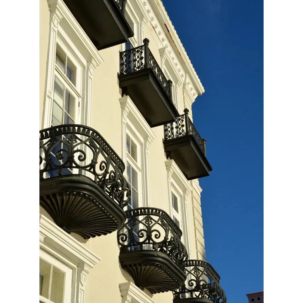 Georgia wrought iron window front railing with artistic craftsmanship and solid construction ideal for villa applications