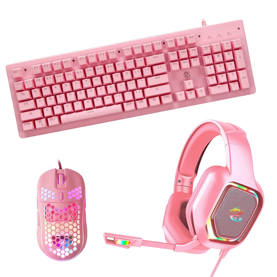 office keyboard and mouse combo RGB backlit computer keyboard mouse headset combo with Metal frame RGB LED for gamer