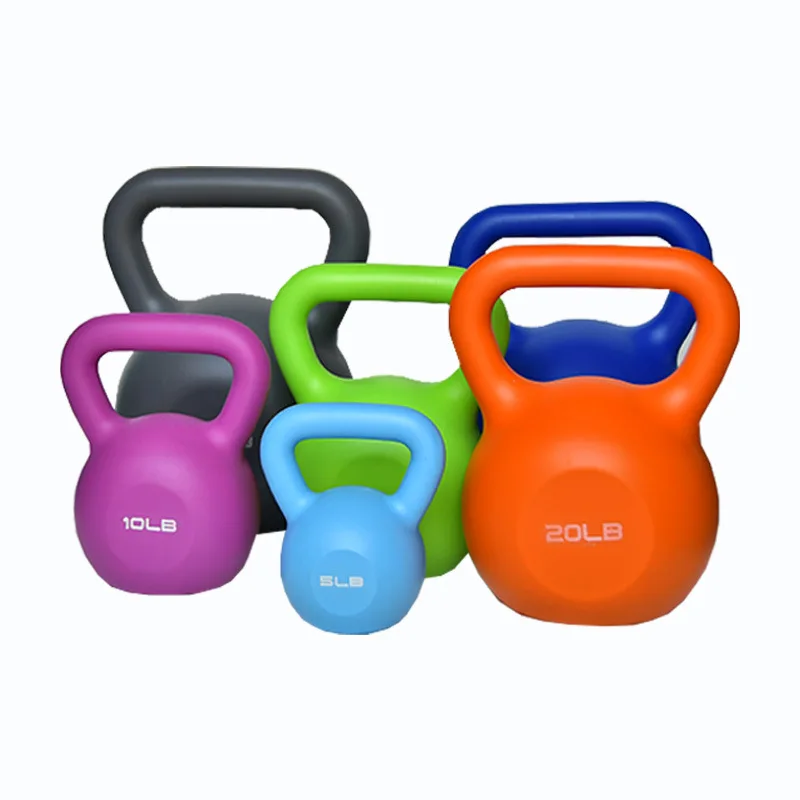 Weight Lifting Colorful PP Plastic Cement Sand Filling Kettlebel Fitness Equipment Plastic Sand Kettl