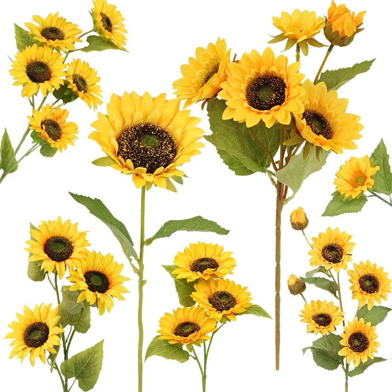 full sizes 43cm 103cm 85cm large and mini artificial sunflower flowers bouquet for home decoration silk flower for wedding hall