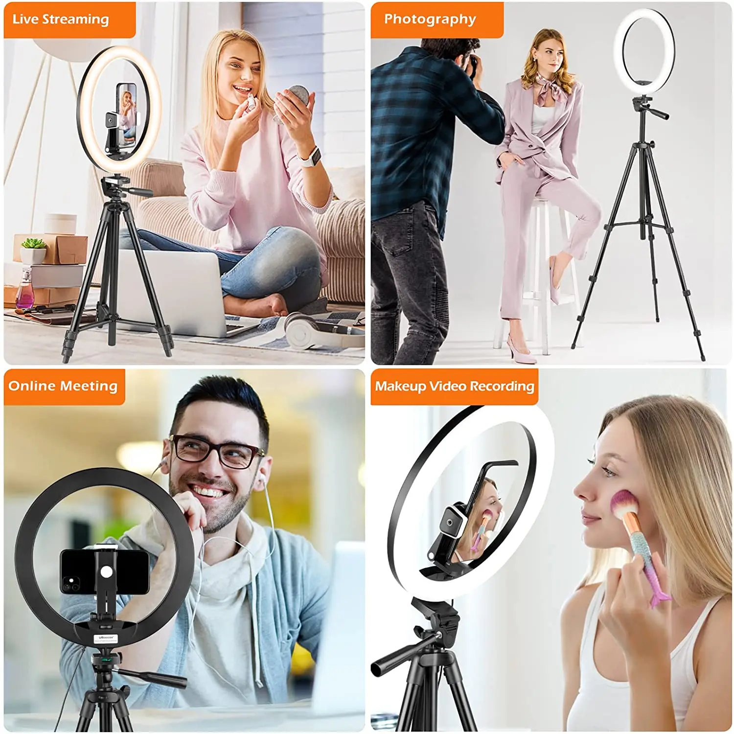 12' Ring Light with Tripod Stand, LED Selfie Ring Light with Stand and Phone Holder for Photography/Recording/YouTube/ TikTok