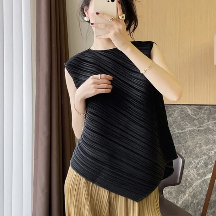 Special Design Sleeveless Irregular T-Shirt Ladies Stackable Vest Top