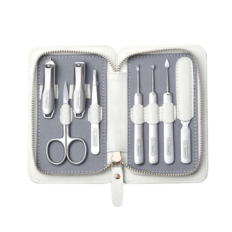 Custom Travel Kit Leather Stainless Steel Straight Edge Flat Wide Jaw Tip Clipper Cutter Manicure Set Toe Finger Nail Clipper