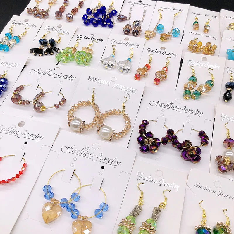 Aug jewelry earrings mixed wholesale personality celebrity style long color crystal handmade earrings bulk cheap ladies earrings