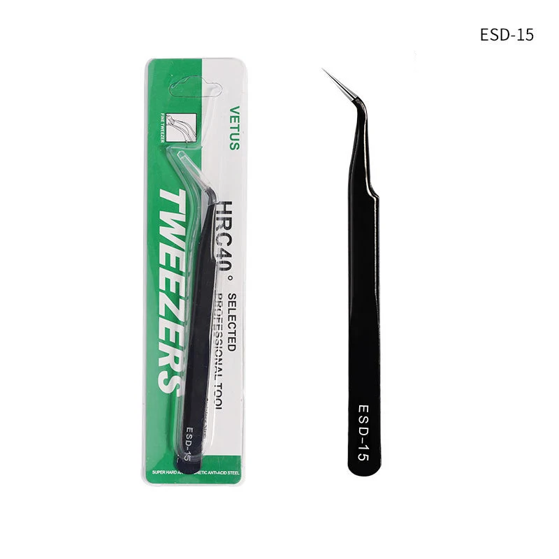 Nail art stainless steel multi-function tweezers pointed straight elbow anti-static ultra-precision jewelry point drill nails