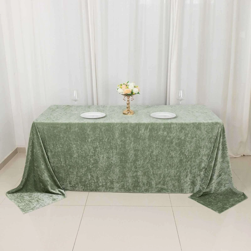 Sage Green Velvet Rectangular Table Cloth Luxury Crushed Velvet Anti-Wrinkle Tablecloth for Events