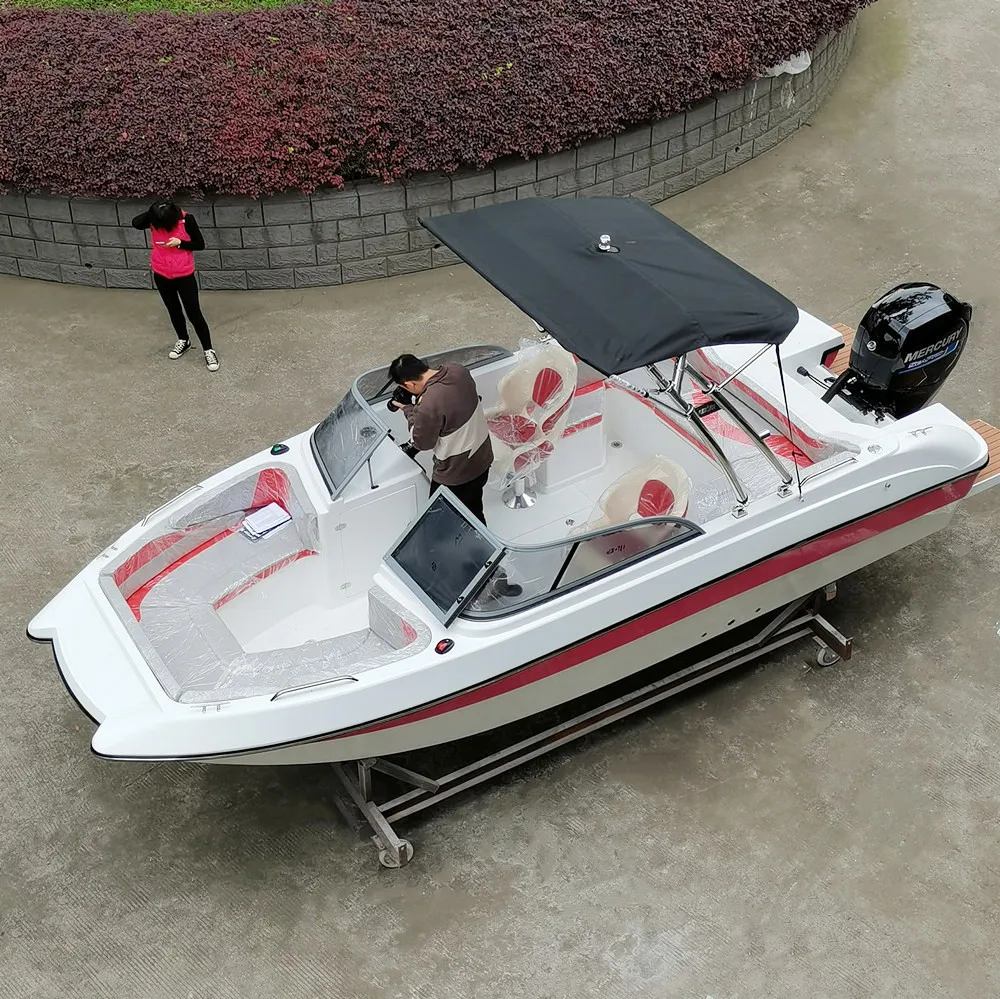 19ft 5.8m high safety fiberglass sport leisure ski boat with console for sale