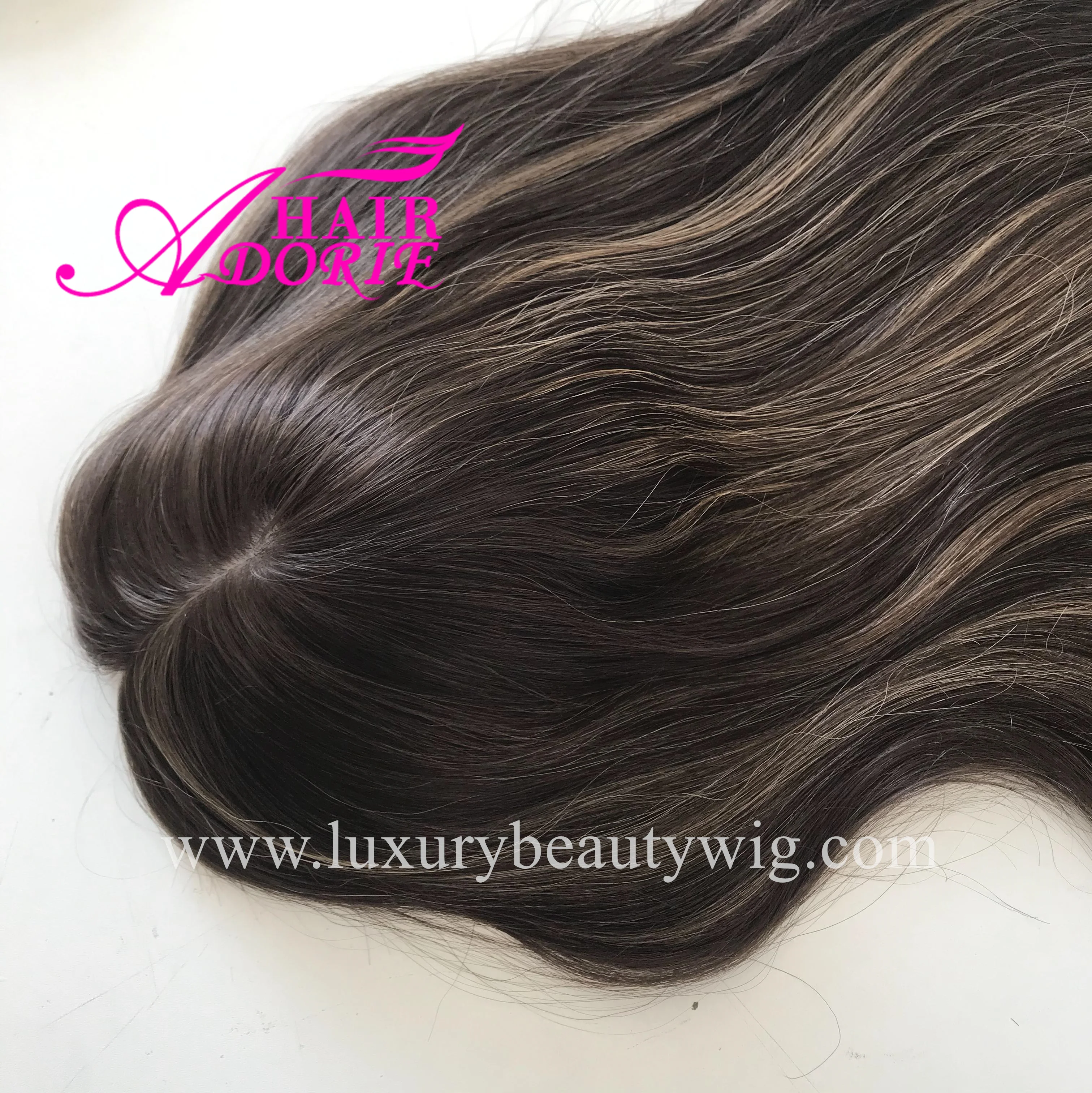 LX136 Wholesale Rooted Balayage Ombre Blonde Skin Top Kippa Fall European Human Virgin Hair Kosher Jewish Silk Base Topper
