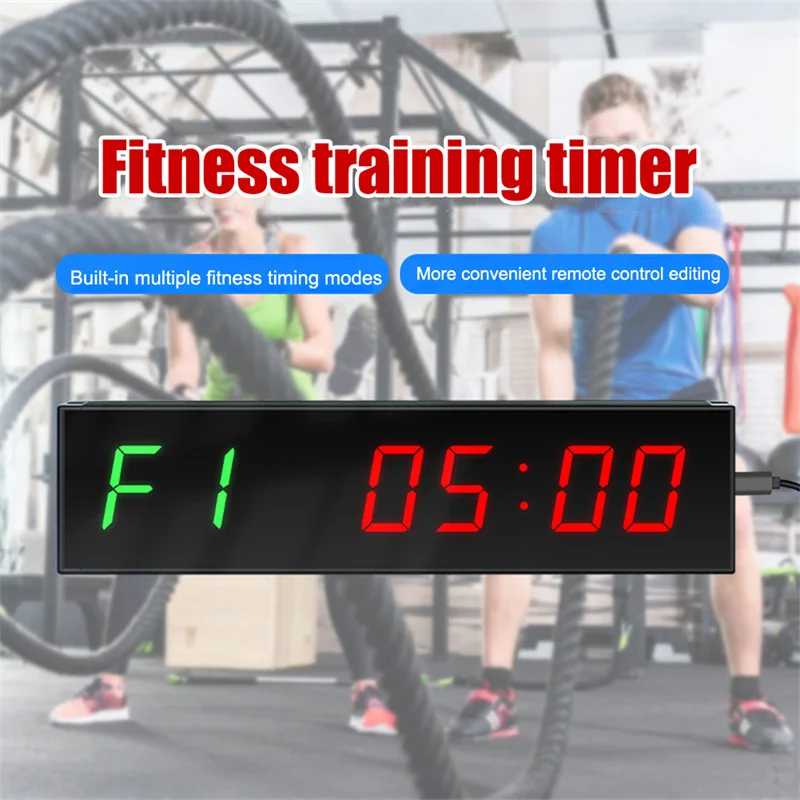 gym LED Interval Timer Wall Mounted Digital Countdown Wireless Remote Control Aluminum Alloy with Adhesive Hook for Exercise Fit